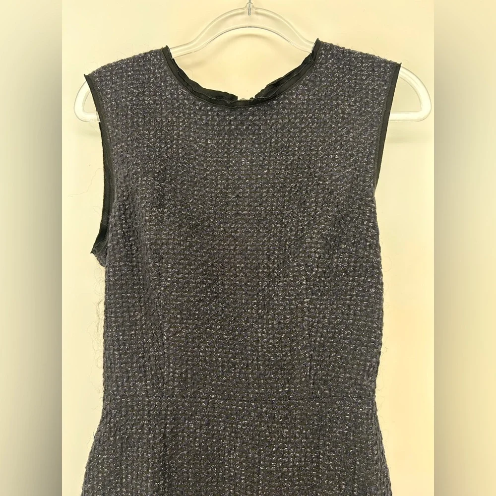 Mantu Italy Midi Dress Size IT 40 US 4 Navy Blue Tweed Metallic Sheath